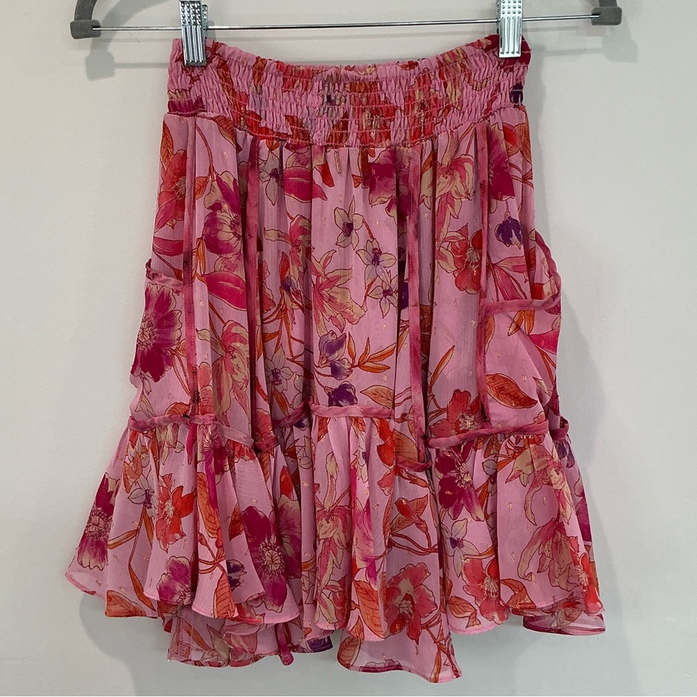 Misa Los Angeles Anka Flora Top AND Soma Mini Ruffled Skirt Fire Floral Mix - Picture 10 of 16